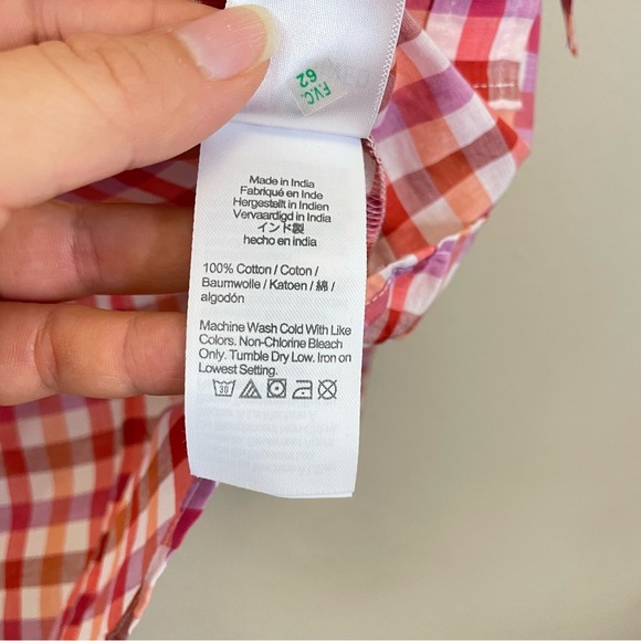 J. Crew Pink Gingham Plaid Cotton Button Up Shirt in Signature Fit NWT Size S - Picture 10 of 12